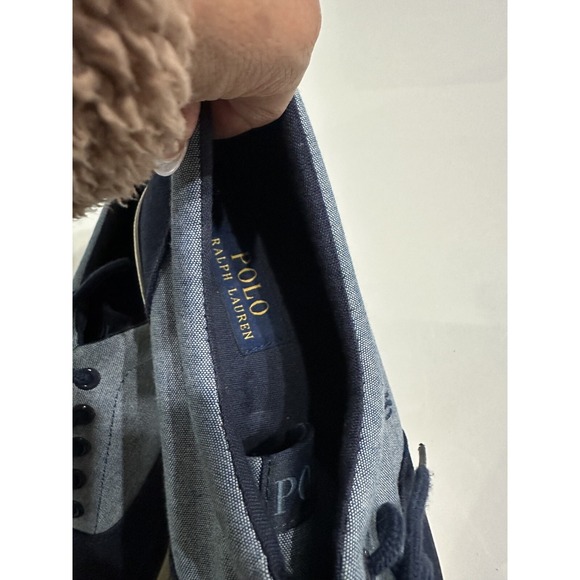 Polo RAlph Lauren Men Forestmont Saddle Canvas Chambray Loafer Size 12 Blue - Picture 6 of 8